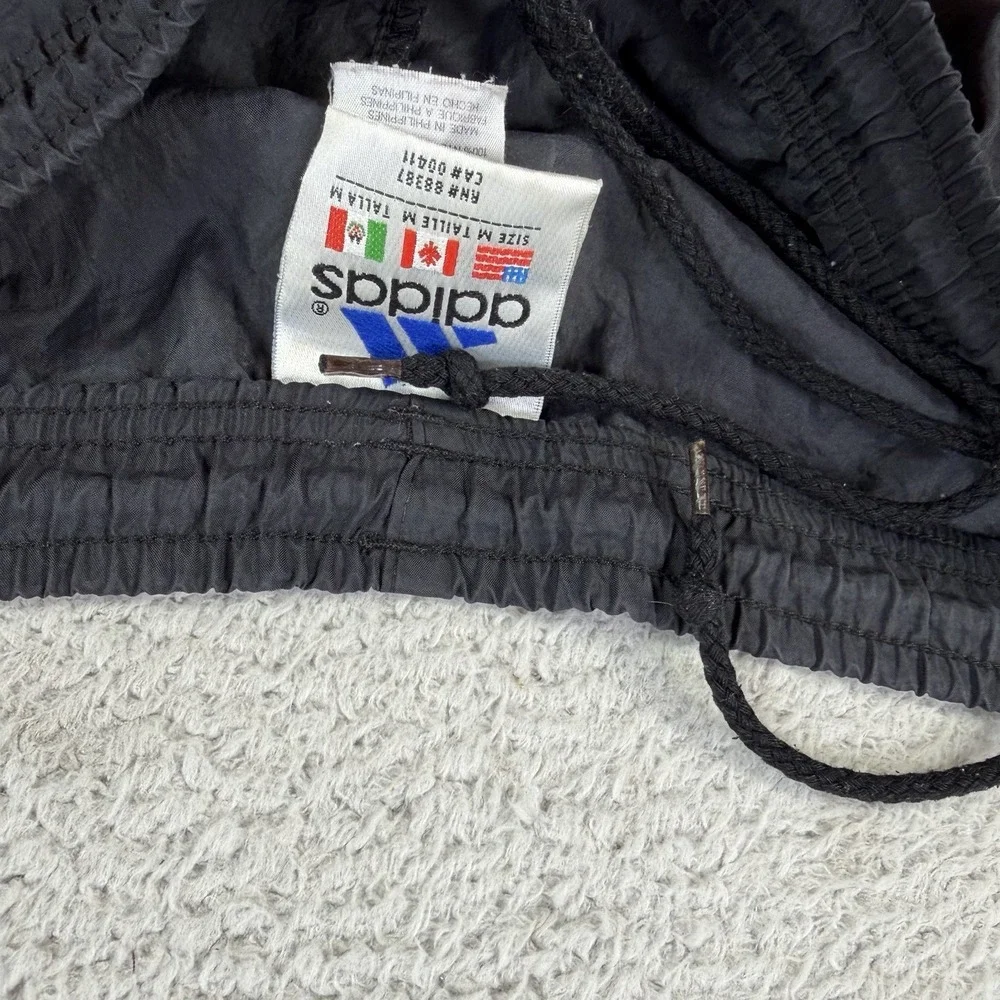 Vintage Adidas Windbreaker Pants Men Medium Black Gym Drawstring Zip Ankle Nylon - Picture 6 of 12